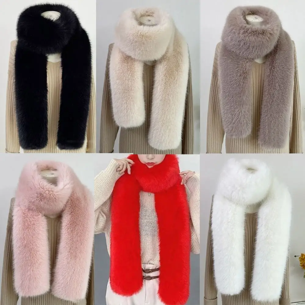 

Fashion Fur Decor Faux Fur Long Scarf For Women Men 180cm Luxury Wraps Shawl Thick Fluffy Ladies Neck Warmer Muffler Party