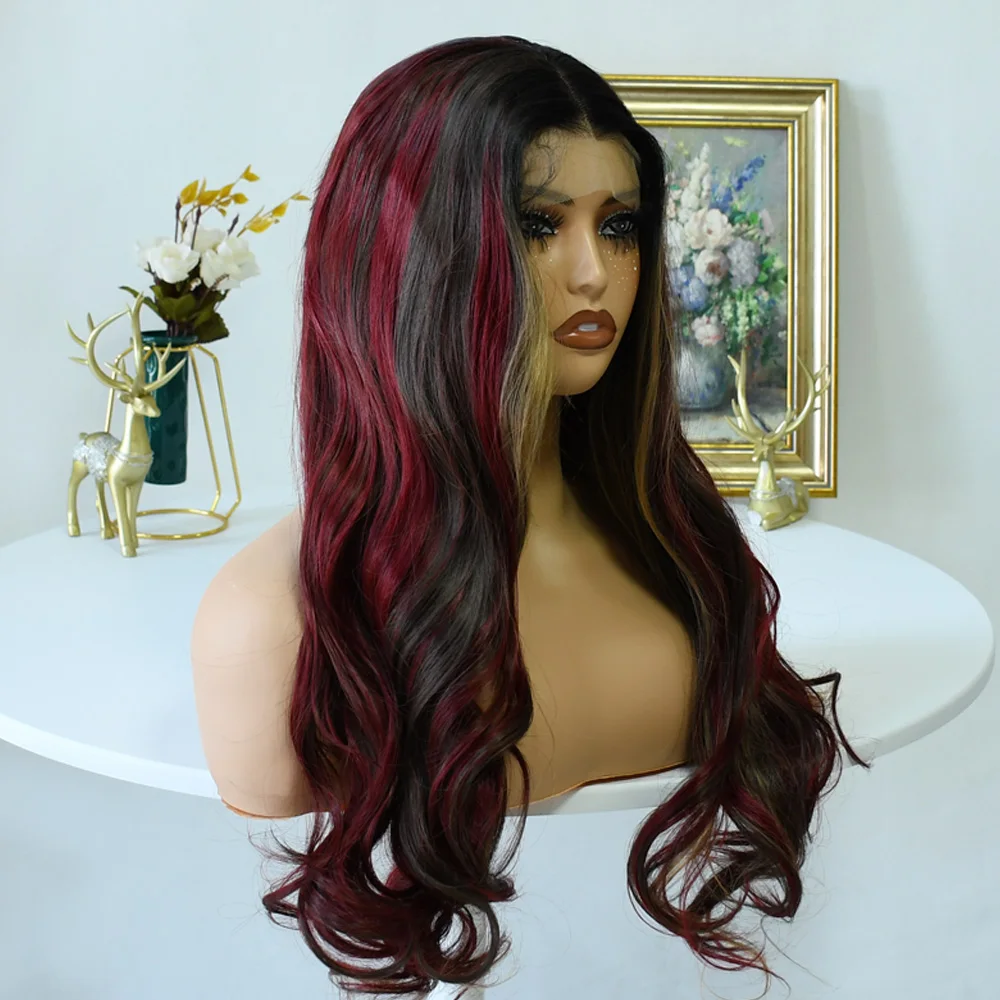 Темно-коричневый парик Объемная волна 13x4 Hd Прозрачные парики фронта шнурка Синтетический парик 30-дюймовый глубокий волнистый кружевной фронтальный парик для женщин peluca