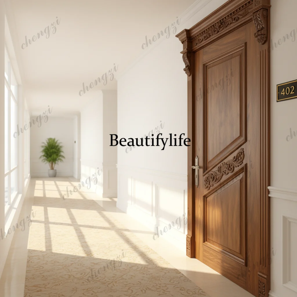 Z138 Customization Outdoor Rubber Wood Entrance Door Red Oak Veneer Custom Size Weather Resistant Durable Apartment Exterior