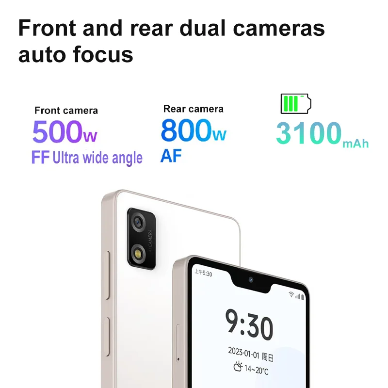 New Qin 3 MTK 6762 Wifi 5.5Inch Bluetooth 5.2 Fingerprint Unlock Touch Screen Android 3100mAh 720*1496P 8MP Smart Phone