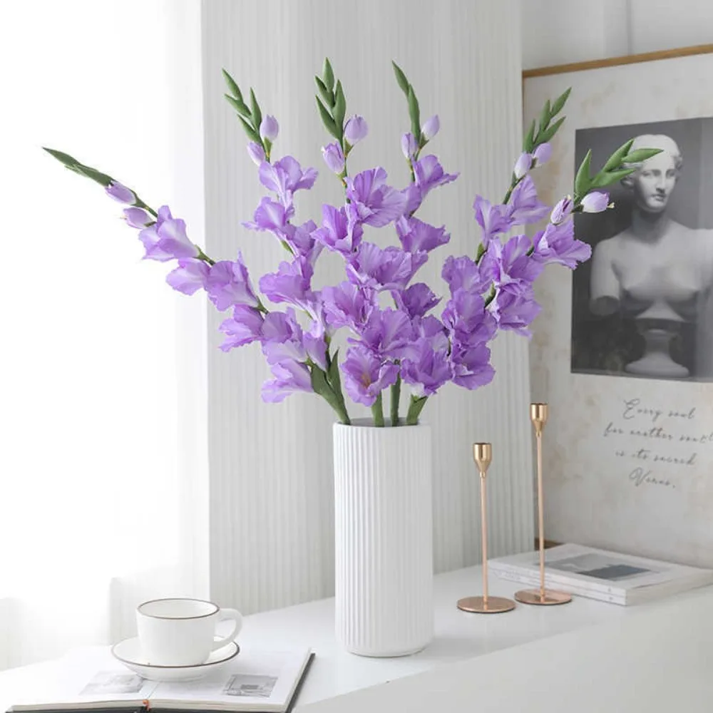 

84cm Artificial Gladiolus Branch Floral Art Real Touch Simulation Gladiolus Flower Handmade Fake Flowers Outdoor Garden Decor