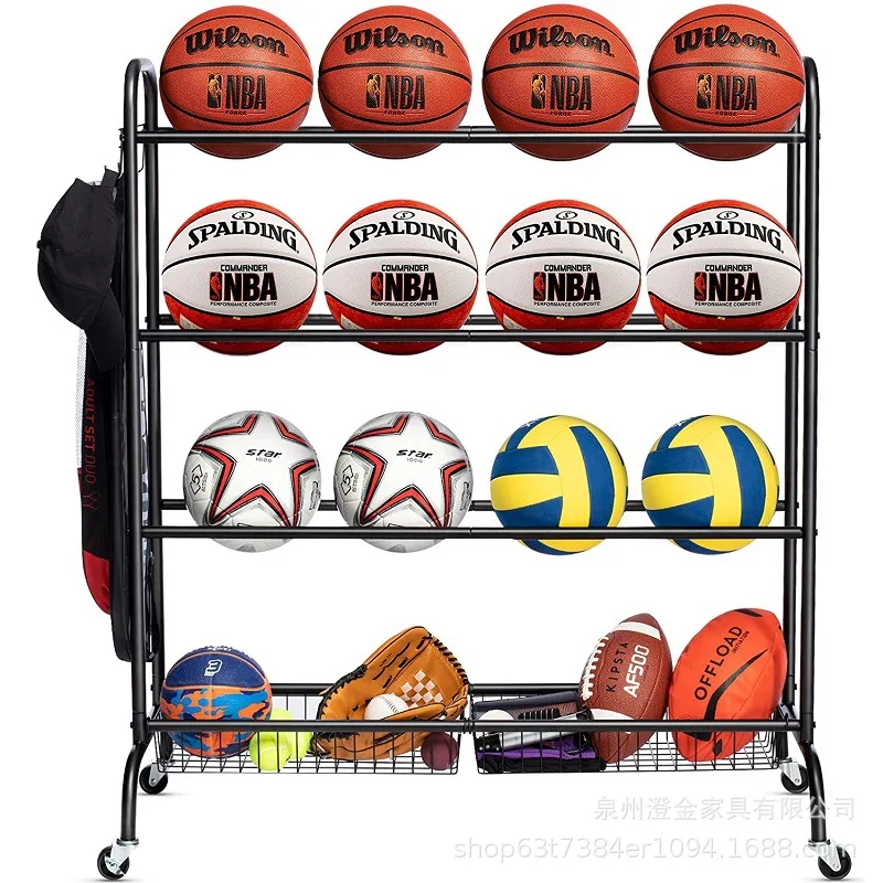 

Hot Sale Four-Tier Ball Rack and Cart Basketball and Football Storage Solution with Ball Cart Trolley Versatile Accessory