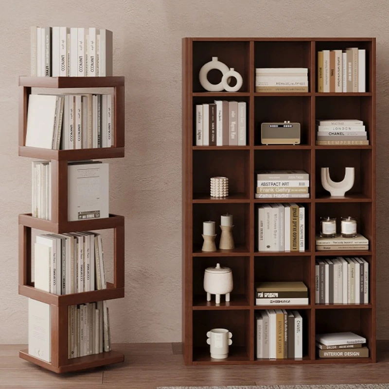 360-degree Rotating bookshelf Floor storage shelf wall Corner solid wood Bookcase multi-layer shelves living room furniture