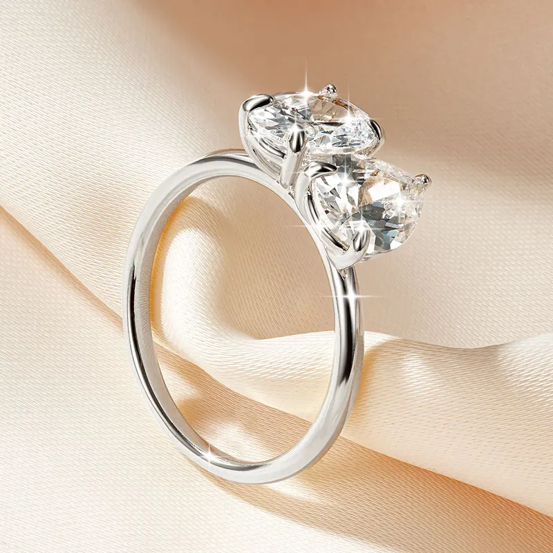 Lnngy 7 x 9 mm ovaler/birnenförmiger klarer Zirkon-Ring, exquisites Design mit zwei Steinen, verstellbare Ringe für Frauen, 2026 Trend-Schmuck, Geschenk – Detail 11