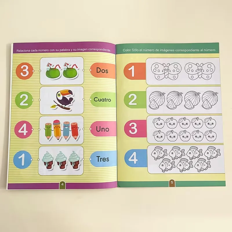 32-Page Spanish Number Workbook: Counting and Handwriting Practice, Early Math Learning Activities, Homeschool Supplies