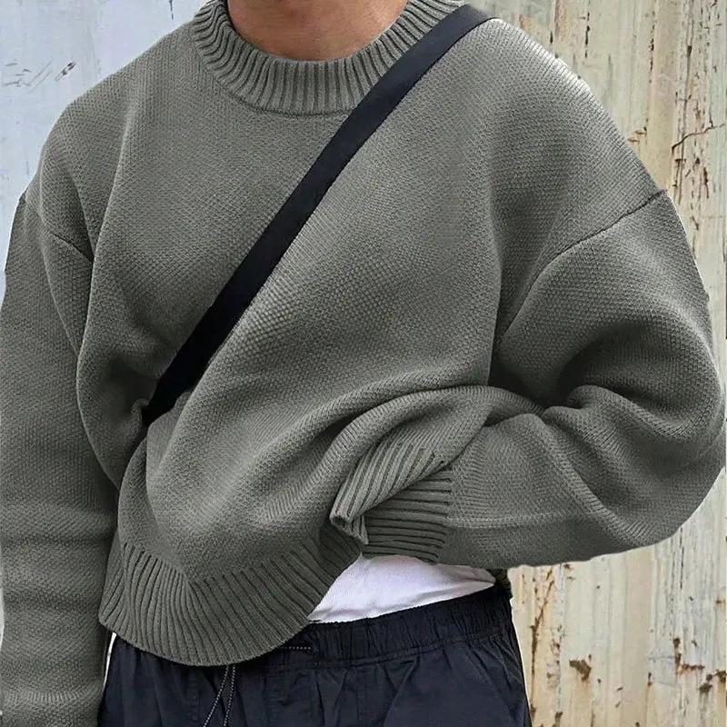 Unisex Multi-Color Crew Neck Loose Knit Sweater Soft Warm Casual Basic Top 2026