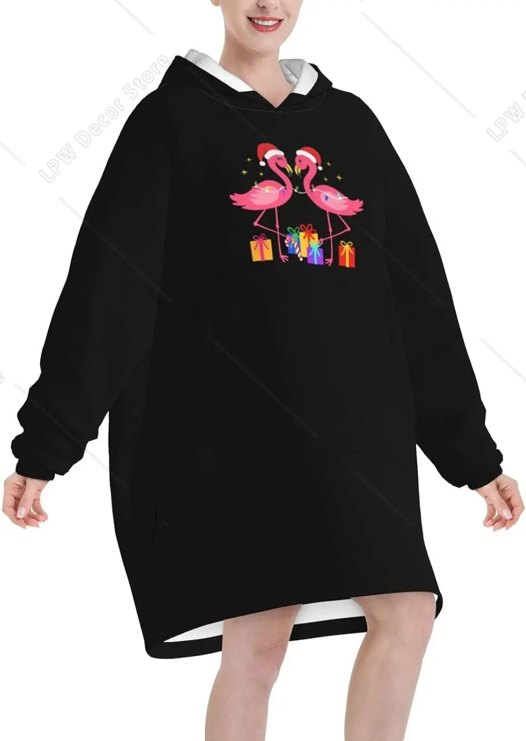Merry Christmas Blanket Hoodie Flannel Long-Sleeve Hoodie