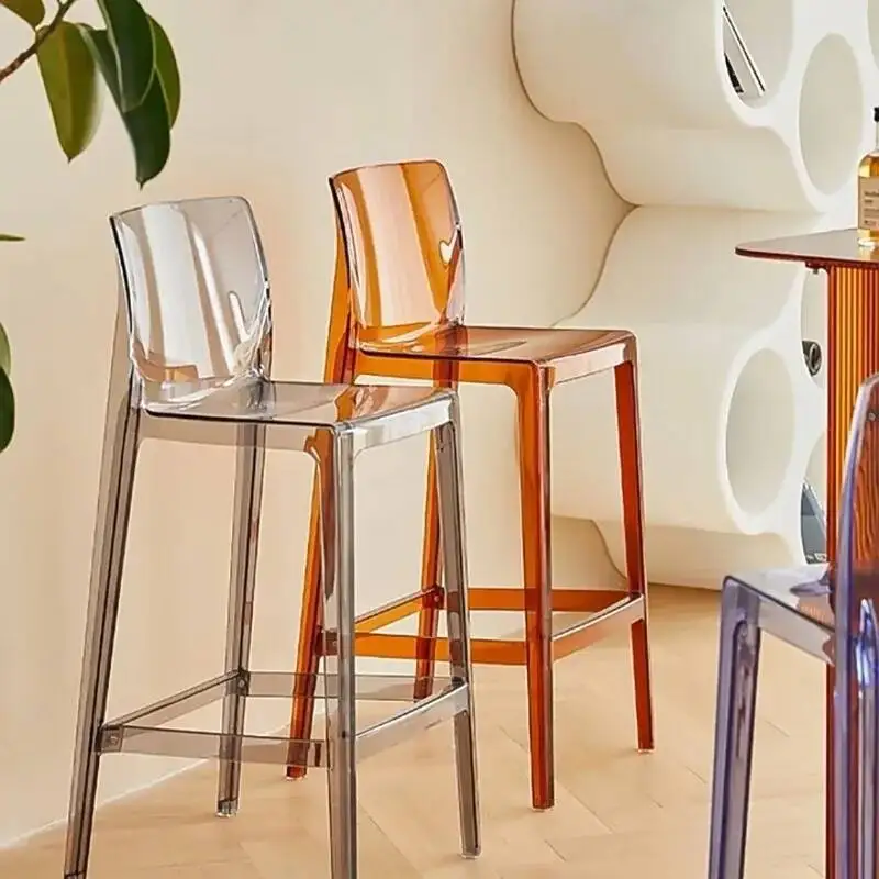 

Скандинавский современный роскошный прозрачный акриловый барный стул - креативный высокий стул для кафе и домашнего использования, модные барные стулья с высоким дизайном сиденья