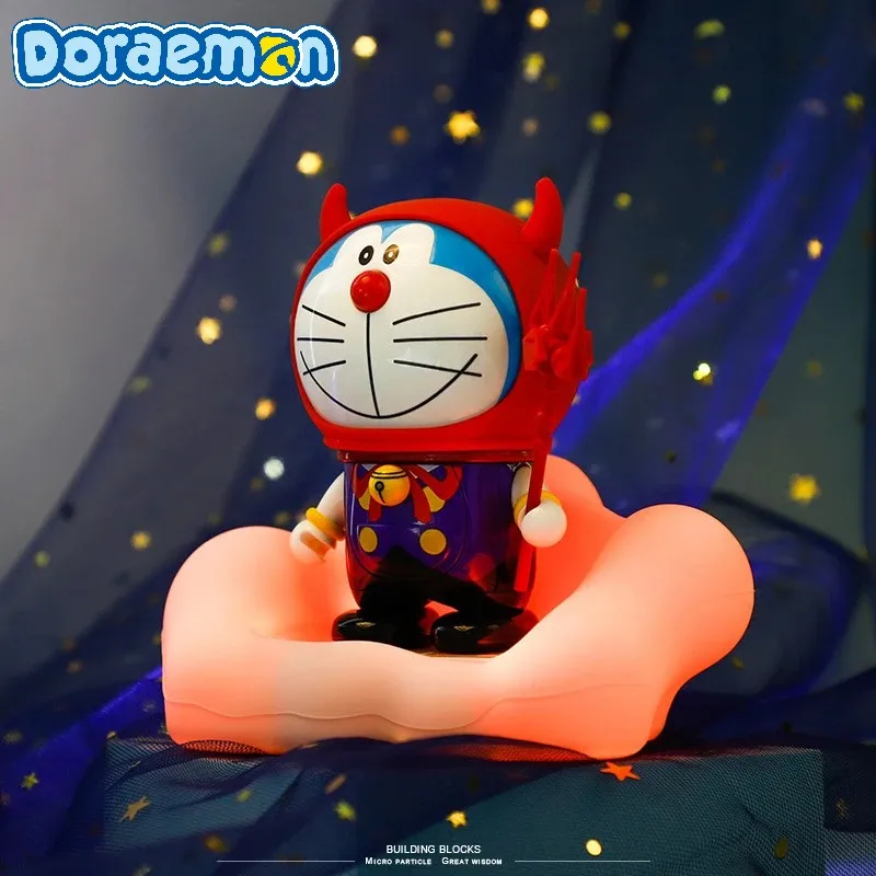 Kawaii Doraemon Creative Cartoon Building Blocks Assembly Educational Toys Car Ornaments Night Light Calendar Collection Gift