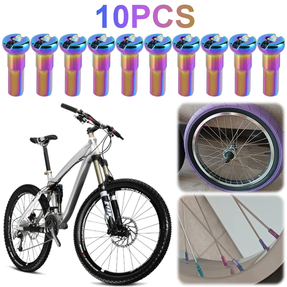 

10Pcs Bike Spoke Nipples Aluminum Alloy 14G Colorful Spokes Nipples Cycling Wheel Spoke Nipples for Mountain Road Bicycles