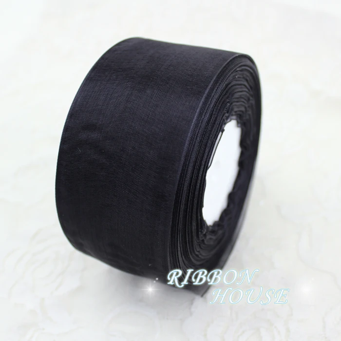 2\'\' (50mm) Black organza ribbons wholesale gift wrapping decoration Christmas ribbons