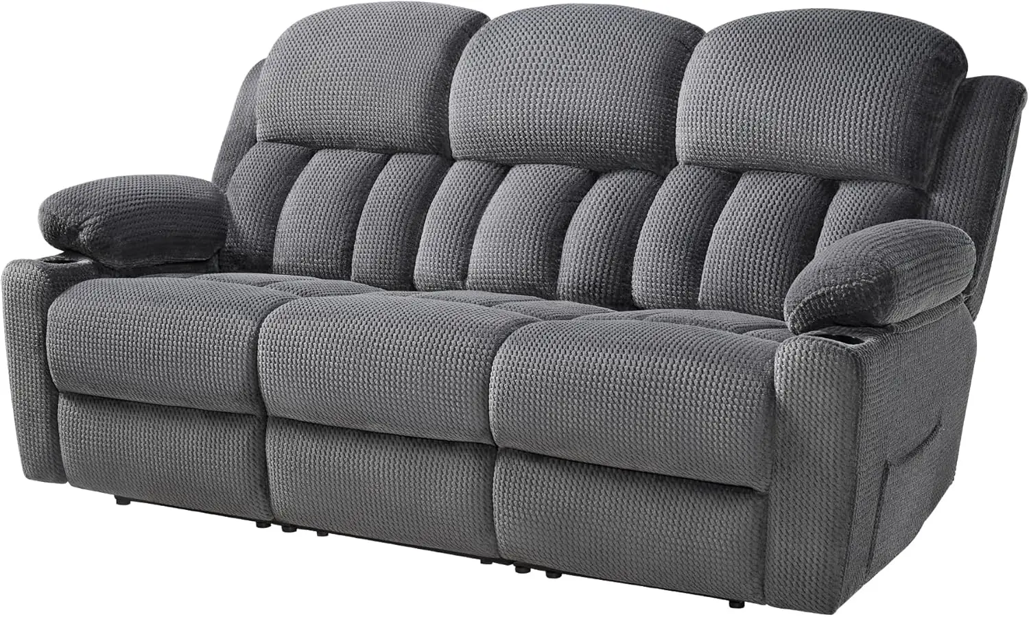 Recliner Couch, 3 Seater Sofa Recliner with Cup Holders for Living Room- 85 inch Comfy Couch with Dual Wingback Recliner