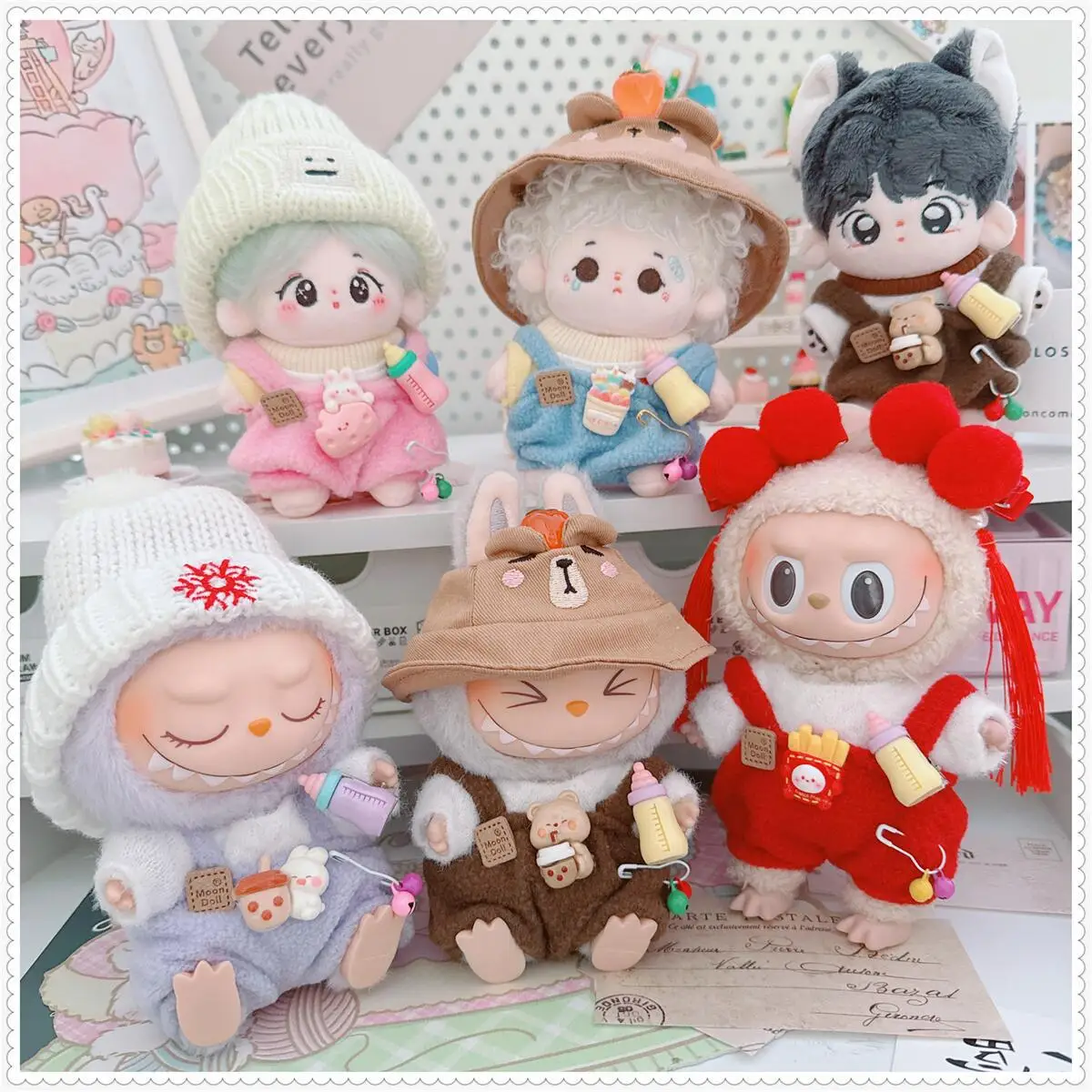 10cm Kawaii Plush Doll Clothes Set with Capybara Hat And Sweater Cute Rompers Soft Toy Outfits Accessory Gift for Small Dolls