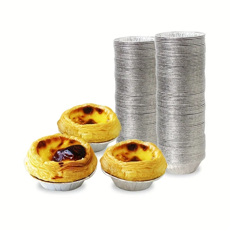 Cajas de papel de lata para tarta de huevo, bandeja desechable para tarta de huevo, adecuada para hornear postres a alta temperatura, pasteles, galletas, 100/200/300 Uds.
