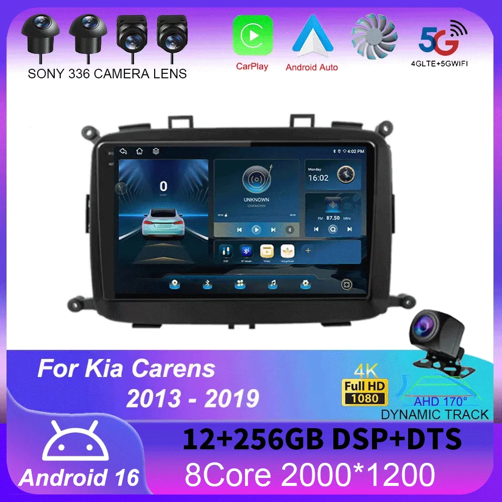 

Android 16 WIFI+4G Auto Carplay GPS For Kia Carens 2013 2014 2015 2016 2017- 2019 Car Radio Multimedia Player Navigation Stereo