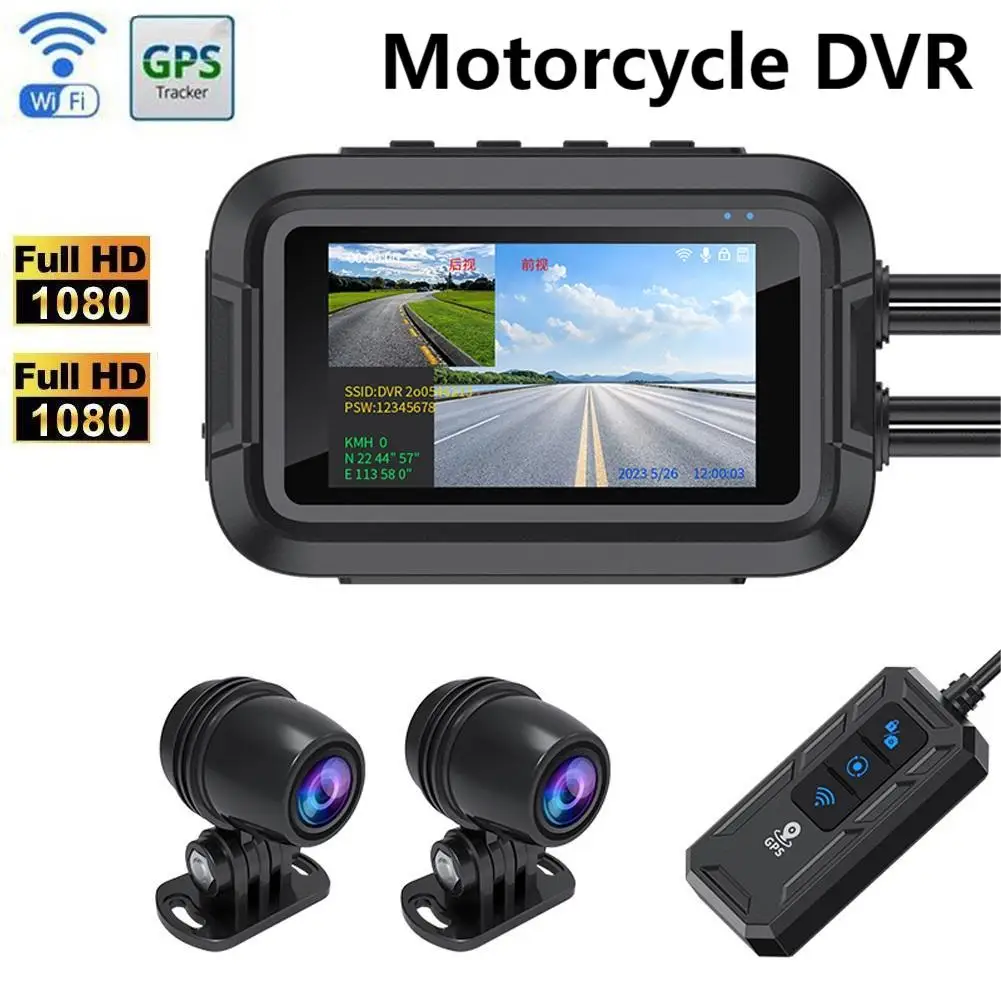 

V9 Motorcycle Dashcam WiFi GPS Dual 1080P Front Rear Camera 3Inch Waterproof Motorcycle DVR Dash Camera Video Recorder Black Box