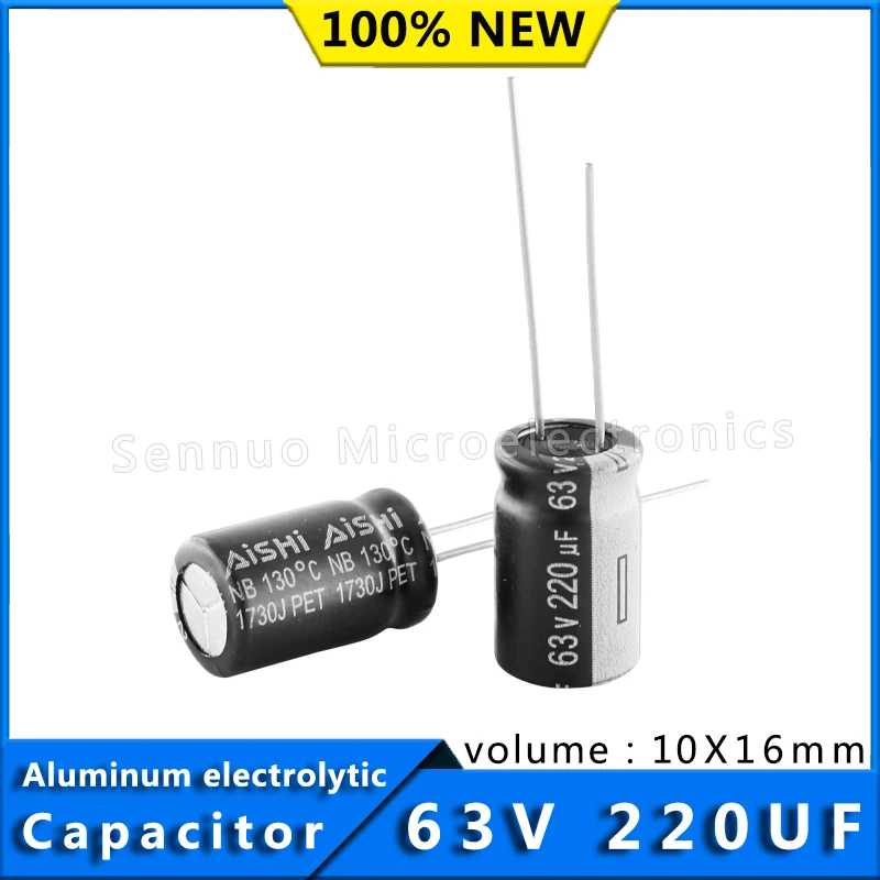 5pcs 63V 220UF 10*16 High Temperature Resistant Aluminum Electrolytic Capacitors 220uF 63v 10x16 High Frequency Low Resistance