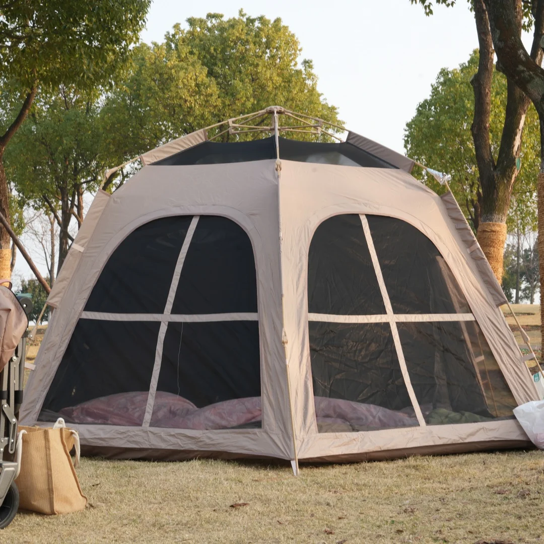 Factory Wholesale Dome Zipper Mesh Screen Awning Sun Shade Exterior Family Camping Tent