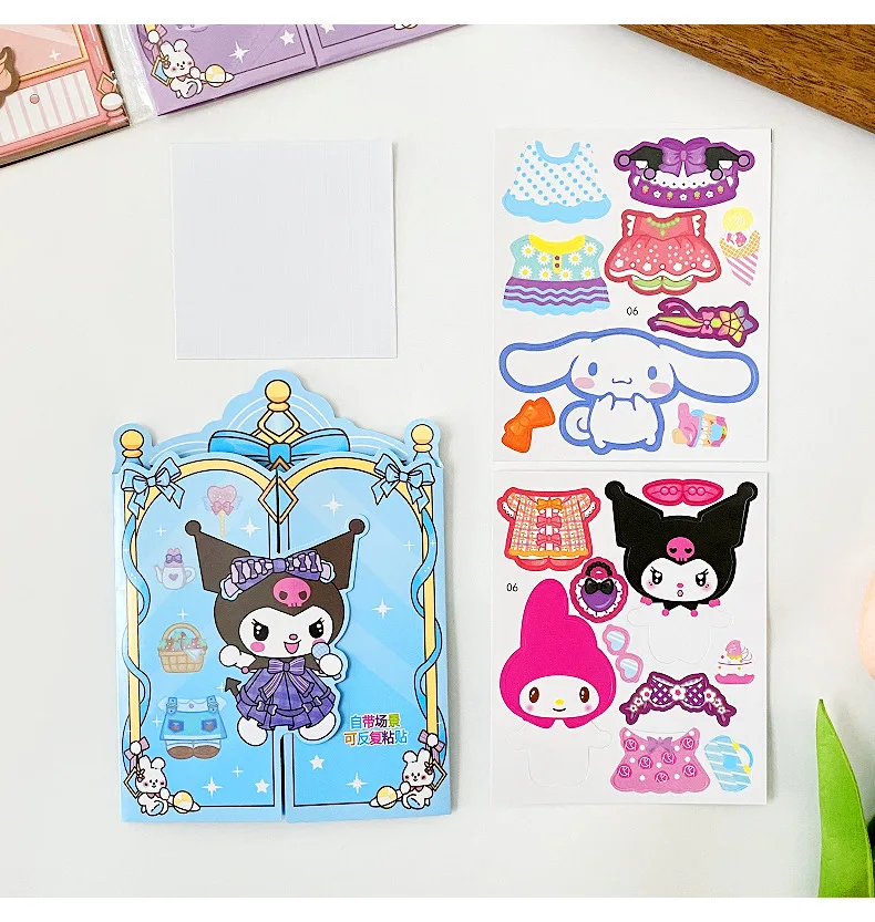 4pcs Sanrio Magic Dress Up Wardrobe Quiet Book Good-Looking Cute Kuromi Cinnamoroll Account Sticker