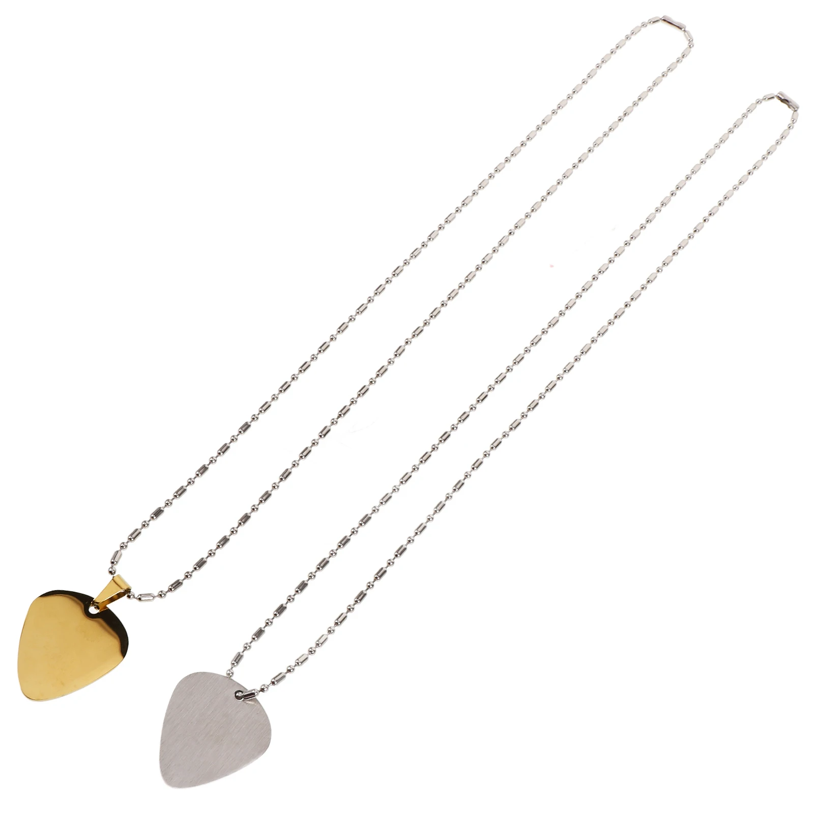 

2 Pcs Guitar Pick Pendant Necklace Stainless Music 60cm Chain Decorative Creative Practical Lightweight