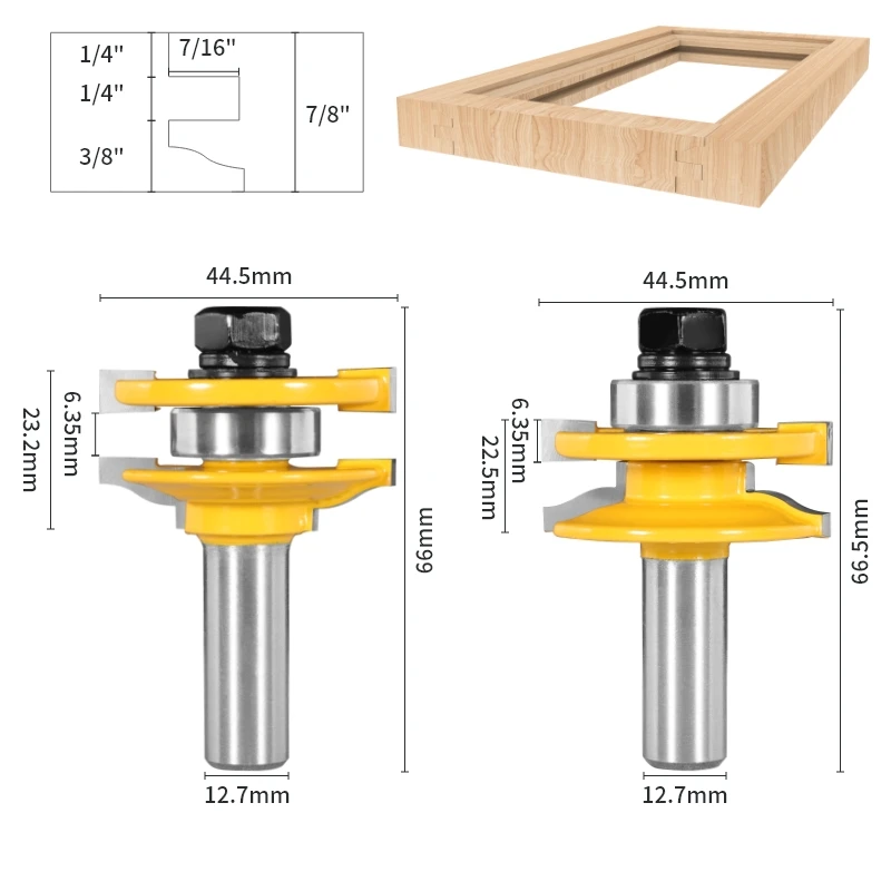 PTA 3 pz 12.7MM/12MM STILE & RAIL ASSEMBLES-ROMAN OGEE BIT ROUTER BIT fresa per la lavorazione del legno fresa per legno BIT FACE MILL