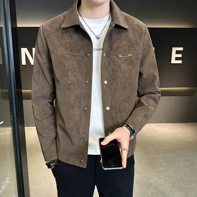 

2024 Spring Autumn Fashion Jacket Men Solid Color Zippers Turn Down Collar Men's Casual Jacktes Coats Bomber Outwear Streetwear