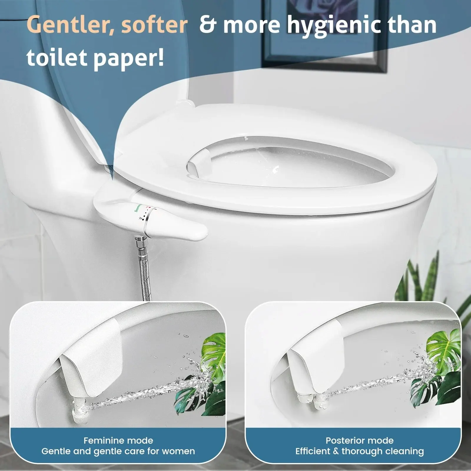 SAMODRA-Pulvérisateur de cul non électrique à pression d'eau réglable, bidet ultra mince, accessoire de rêve pour siège de toilette, buse pour touristes