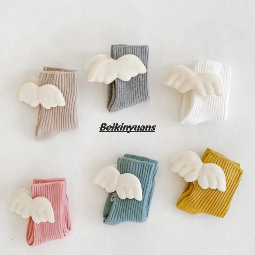 Baby socks princess elastic knitted cotton socks for newborn baby spring and autumn winter sack angel wings toddler sock