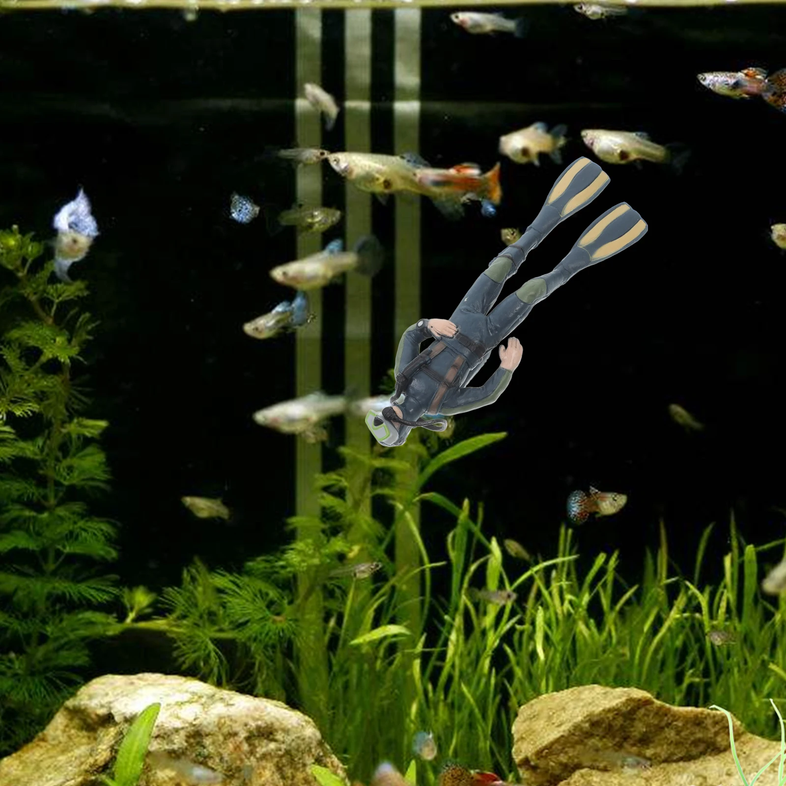 

Floating Diver Fish Tank Decor Dark Blue Realistic Scuba Diver Aquarium Floating Ornament Fun Aquarium Accessories