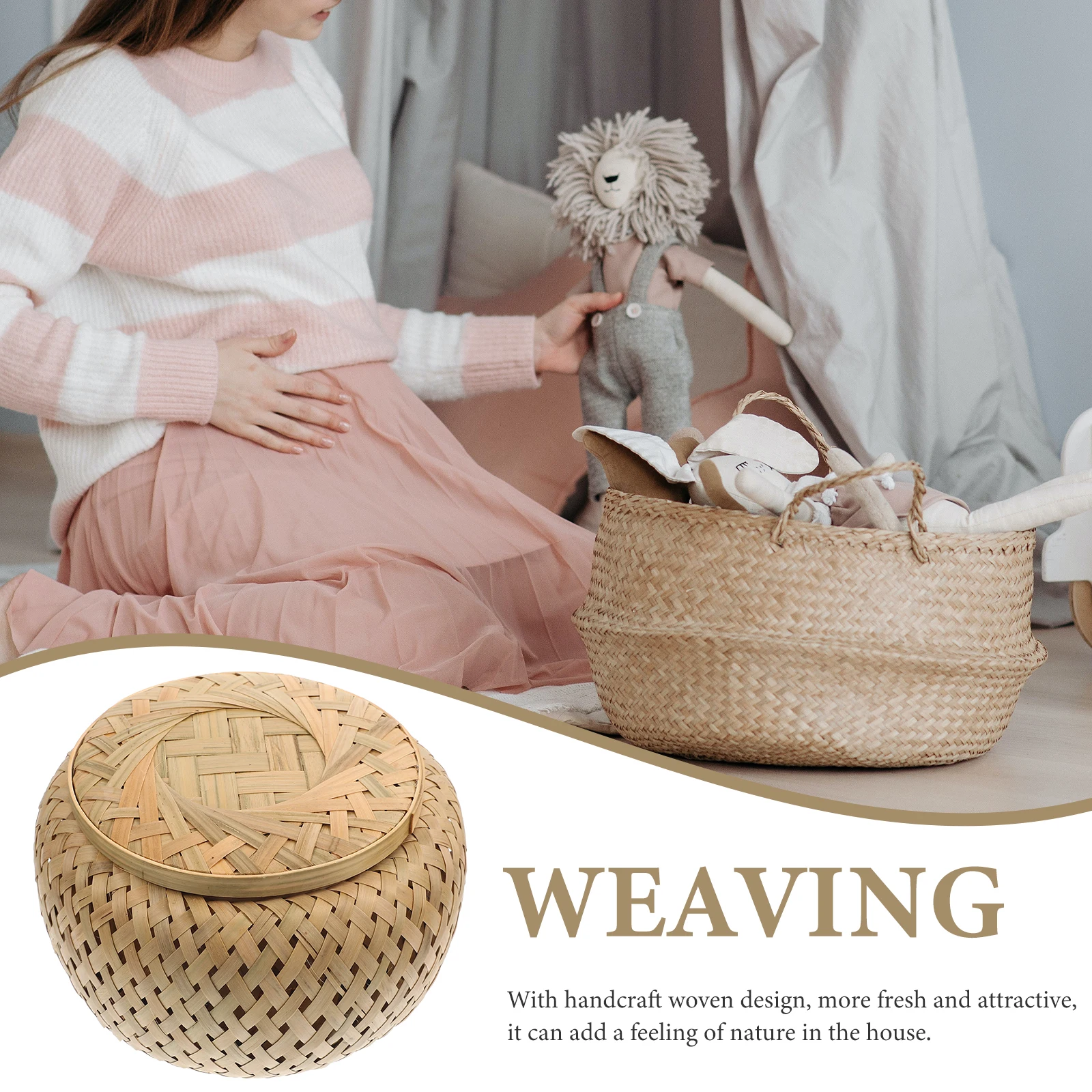 

Woven Bread Bamboo Storage Basket For Kitchen Fruits Snacks Organizer Sundries Holder Fruit Basket