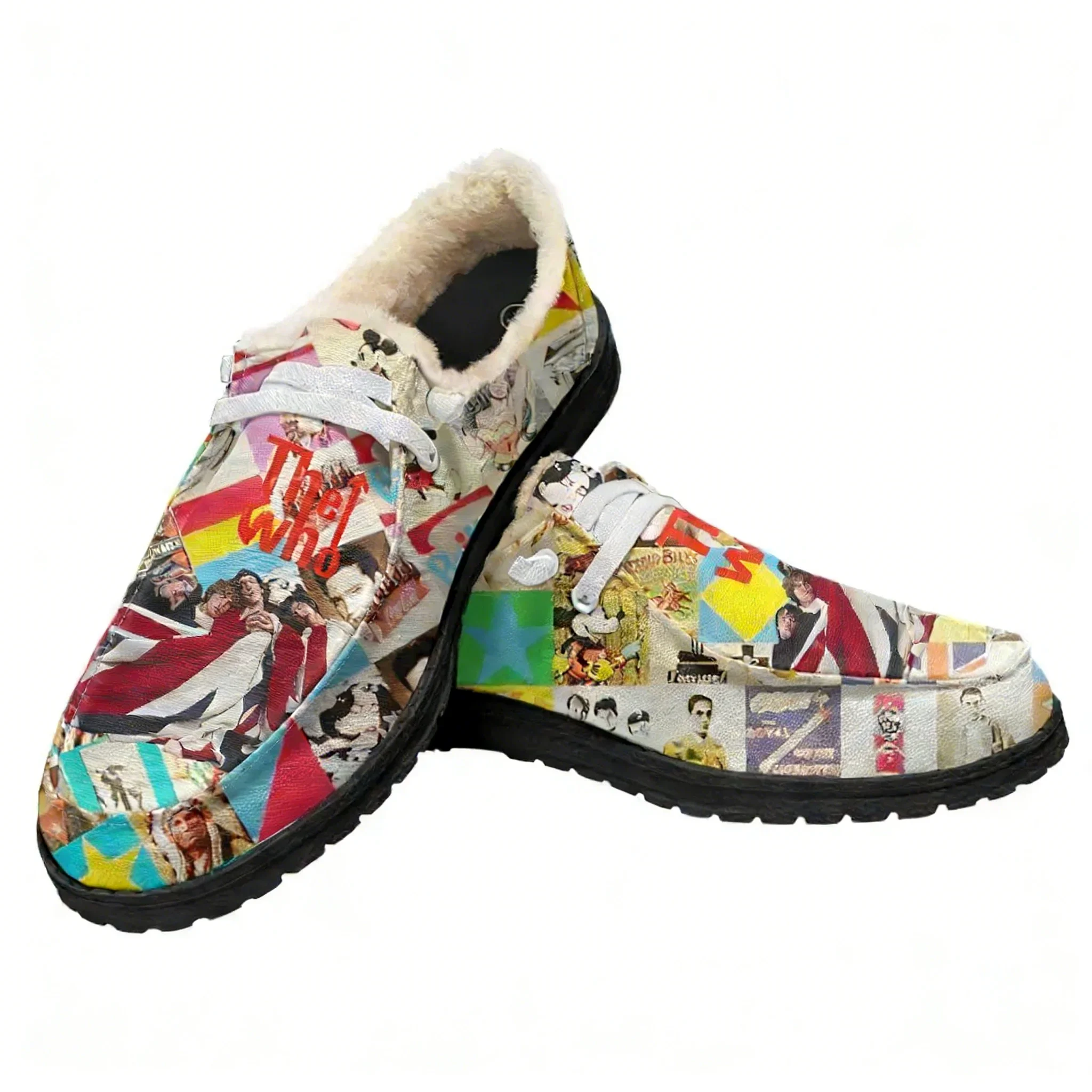 The Who Zapatos planos de terciopelo para hombre y mujer, calzado informal cálido para interiores y exteriores, zapatos ligeros, zapatos personalizados con estampado de moda, zapatos personalizados para parejas