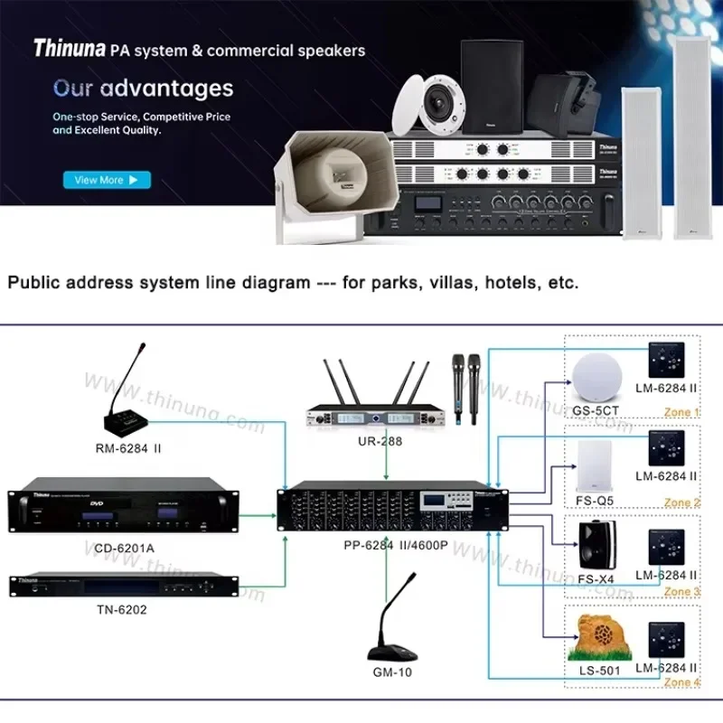 DEKEN DA-4800 مضخم الطاقة الرقمي لنظام الصوت الاحترافي من الفئة D لل الحكومة والمؤسسات بسعر المصنع