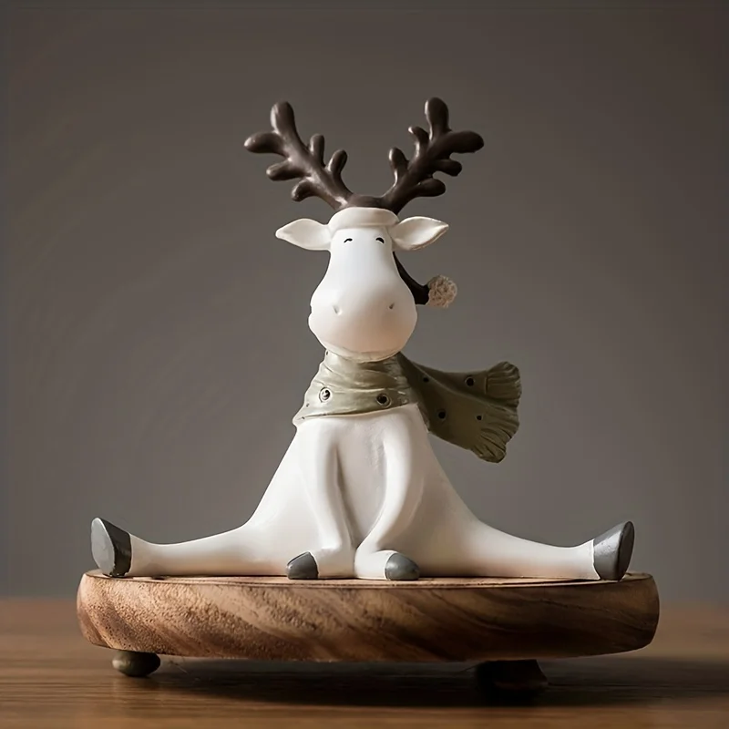 1 Piece Of Cute Nordic Craft Split Deer Creative Resin Elk Supplies Gift Hand Drawn Sculpture Newlywed Couple Confession Doll,