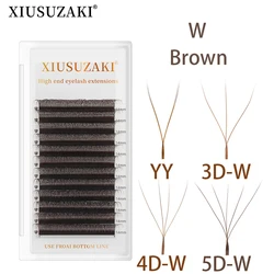 XIUSUZAKI Bruin W-vormige 2D 3D 4D 5D YY Wimpers Bloom Automatische Bloei Premade Fans Wimpers Extensions Individuele Wimpers