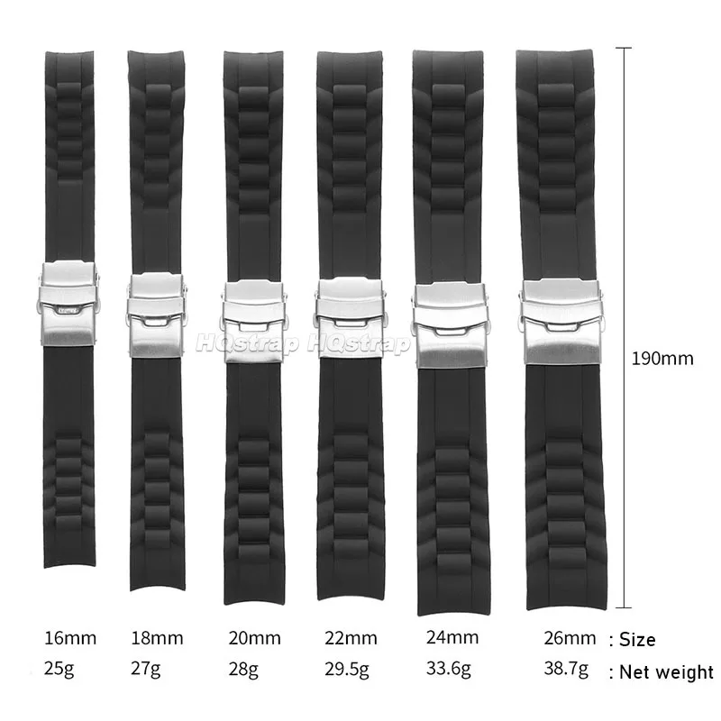 سيليكون حزام 16 مللي متر 18 مللي متر 20 مللي متر 22 مللي متر 24 مللي متر 26 مللي متر منحني نهاية المطاط حزام الساعات للطي مشبك سوار الرياضة معصمه مقاوم للماء #6