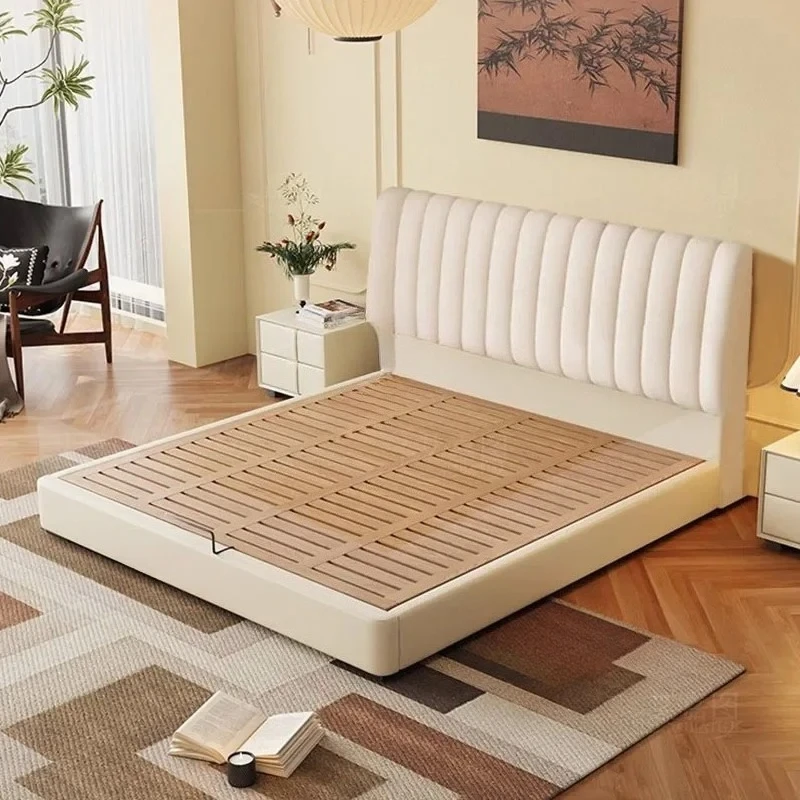 Leather Electronic Bed Queen Size Wood Double Smart Bed Foldable Storage Space Somieres Y Marcos De Cama Bedroom FurnitureX
