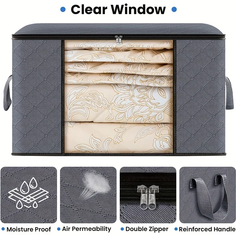 6PCS/Set Clothes  Foldable Blanket  Bags  Containers for Organizing Bedroom Closet Clothing Comforter Organization and  with Lid