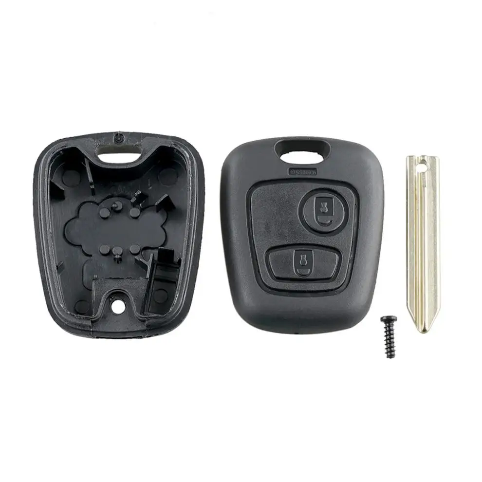 2 botões chave remota do carro fob caso escudo apto para peugeot 107 207 307 407 607 1007 chave remota caso capa substituição