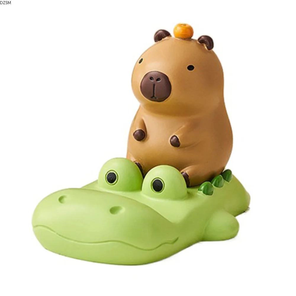 

Crocodile Capybara Phone Holder Ornament Animal Figurines Capybara Mobole Phone Stand Desk Decor Cartoon Capybara Model Toy
