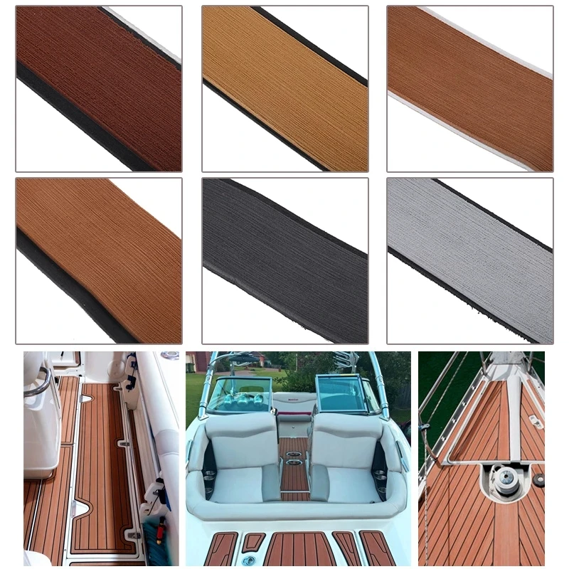 2400X57X6mm Boat EVA Foam Teak Flooring Mat Self-Adhesive Faux Teak Decking Yacht Sheet Pad Stripe Waterproof