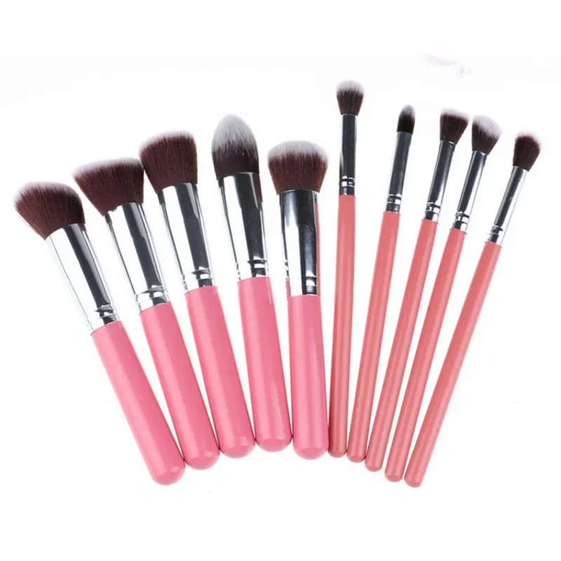 10 pezzi Cosmetici Fondotinta per sfumare lo strumento per il trucco del fard Set di pennelli per trucco Kabuki sintetico Nuovo arrivo