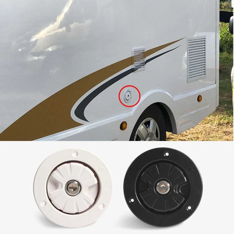 Caravan Round Gravity for Fresh Water Inlet Filling Pan for Hatch Cover Lockable RV Trailer Pressure Port Integrated Wat