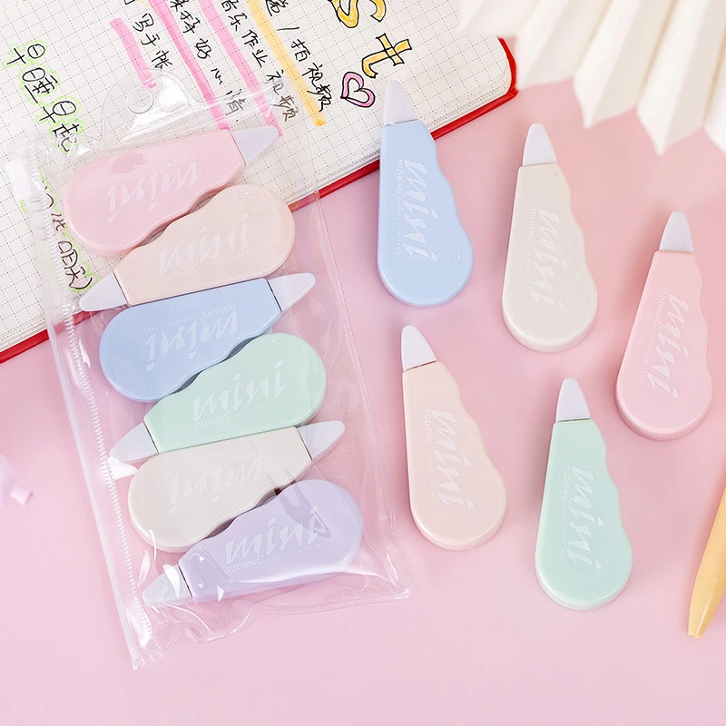 6Pcs/Set Correction Tape Solid Color Translucent Corrector Kids Student Altered Tape School Office Supplies Stationery School