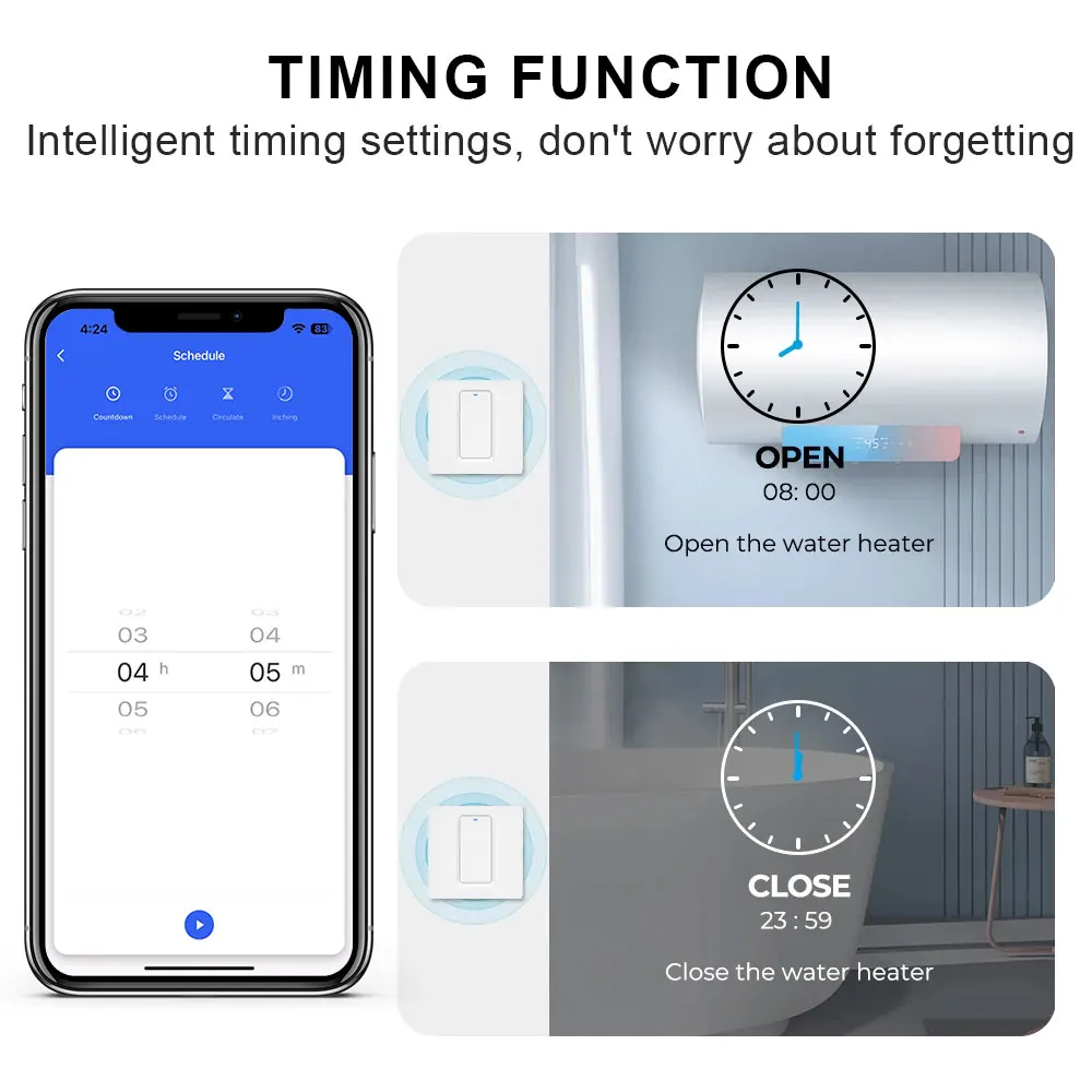 Smart Water Heater Switch/WiFi&Bluetooth Touch Control Works with Alexa/Google Home/Smart Life APP/for Home Bathroom