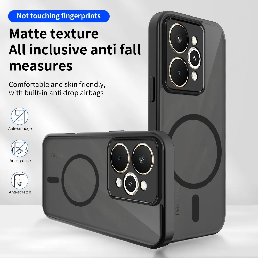 Matte Hülle für Realme 15 Pro/15/15T/14 Pro/14 Pro+/14T/14 Pro Plus/14 Handyhülle Magnetisches Kabelloses Laden Rückseiten-Cover