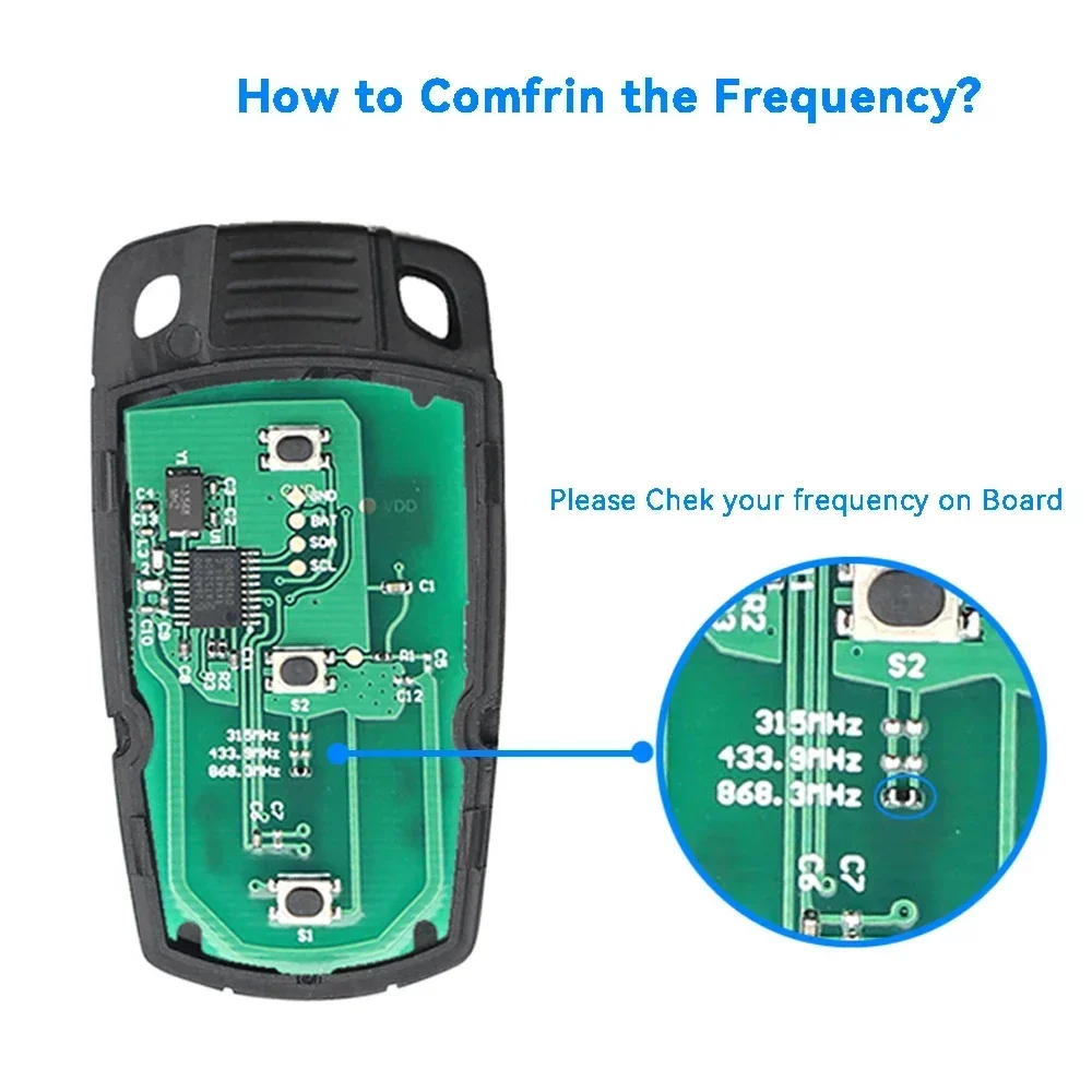 KEYYOU 5PCS With Battery Remote Car Key For BMW CAS3 1/3/5/7 Series X5 X6 E60 E61 E70 E71 E87 E90 Z4 315/433/868MHz KR55WK49123