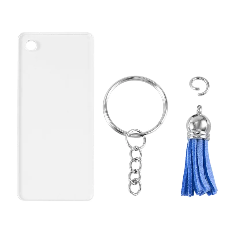 ABZC-360 Pcs Acrylic Keychain Blank Tassel Pendant Set Includes Rectangular Transparent Acrylic Keychain