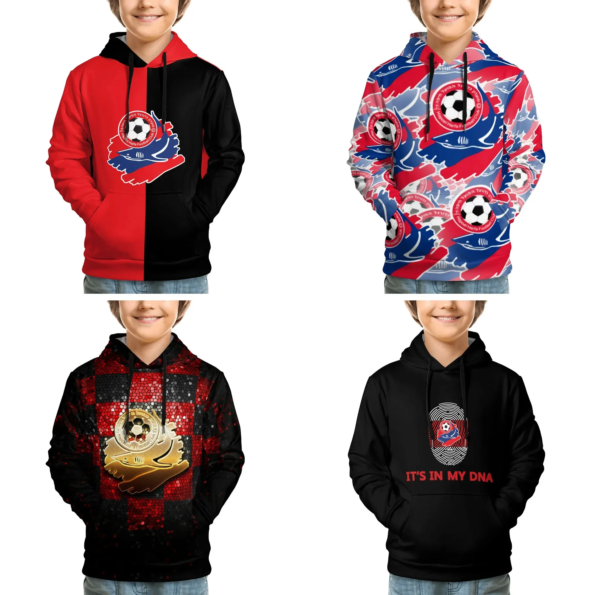 

Hapoel Haifa Детский пуловер с капюшоном Повседневная молодежная толстовка с капюшоном Толстовки Спортивная одежда Спортивный костюм