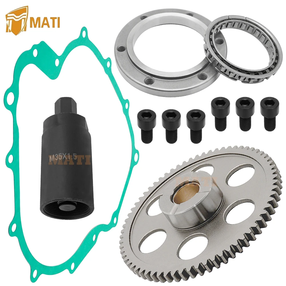 

Starter Starting Clutch One Way Gear Bearing Gasket Flywheel Puller Kit for 2002-2023 Yamaha Rhino 660 2004-2007 Grizzly 660