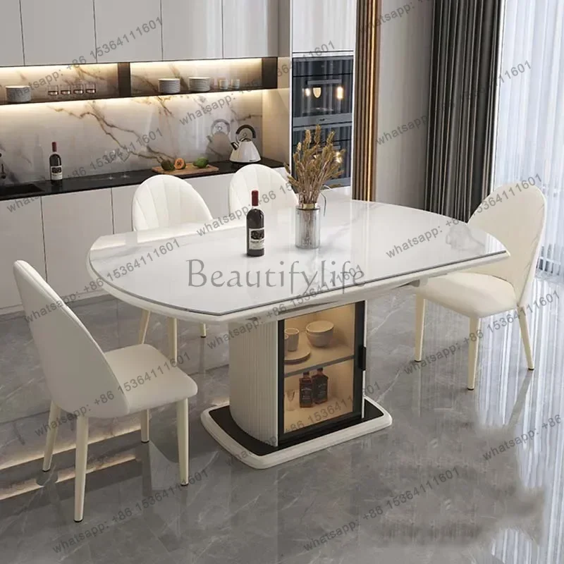 LSWooden Unique Dining Table Modern Extendable Long Design Luxury Table Folding Round Nordic Mesa Redonda Comedor Home Furniture